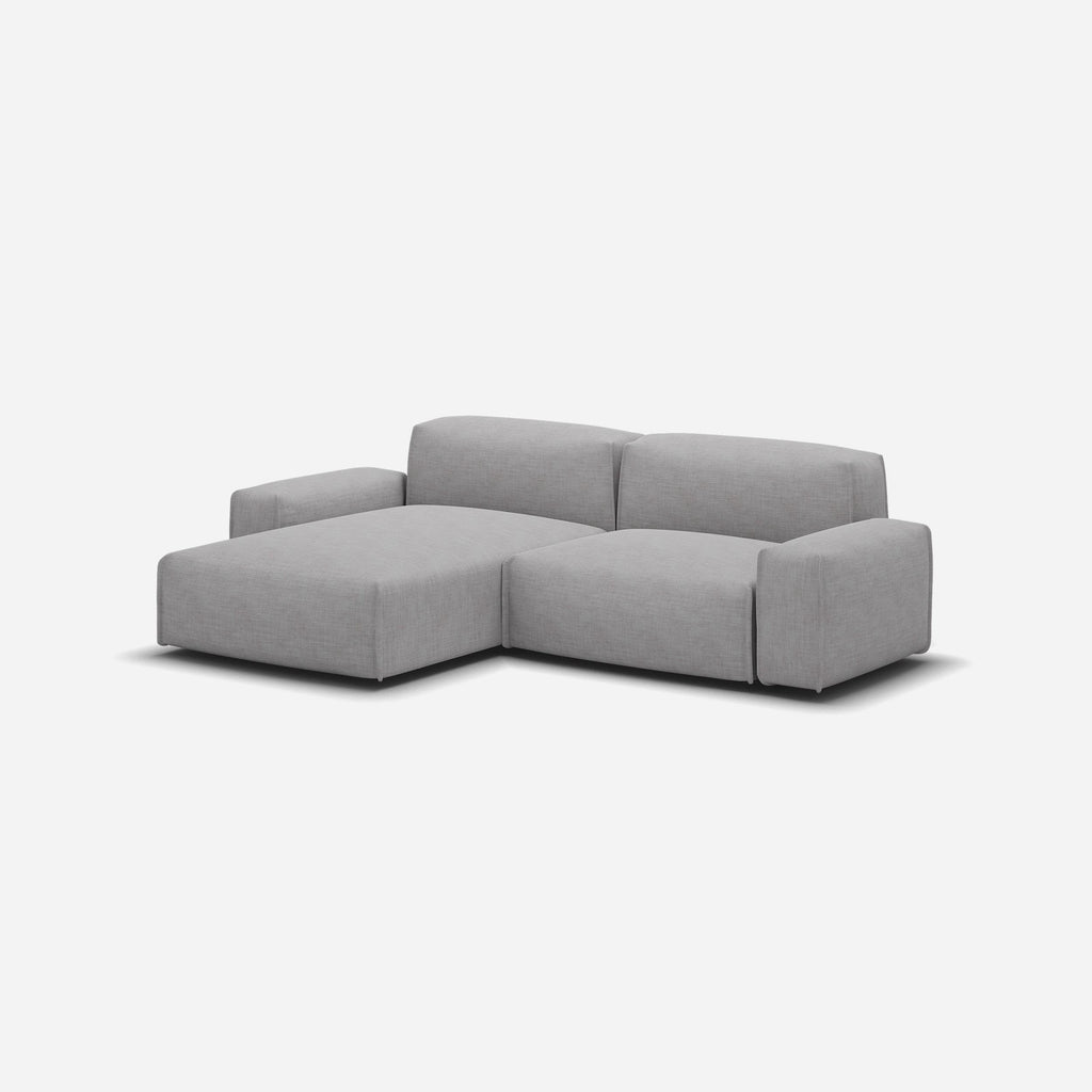 Float 3 Seater LH Chaise Sofa Light Grey Weave Natural Trim
