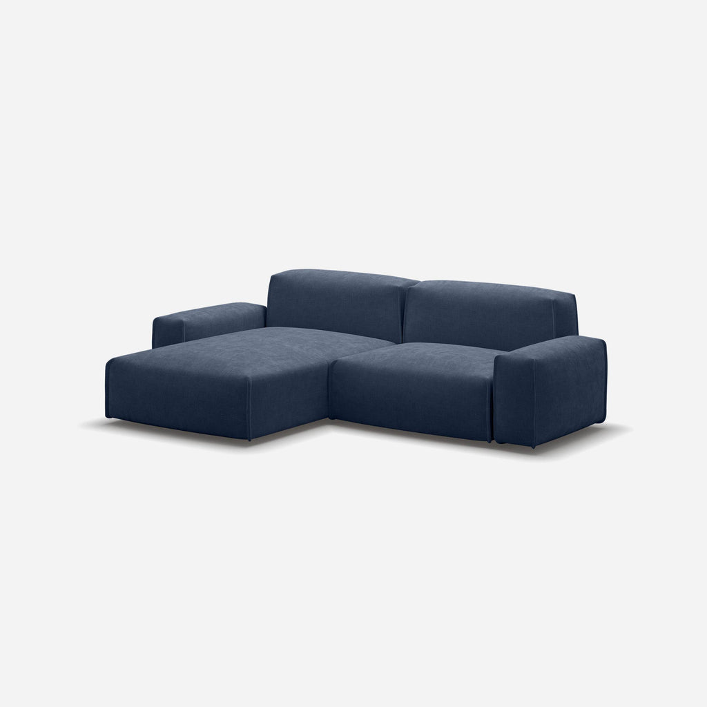 Float 3 Seater LH Chaise Sofa Cotton Blue Trim