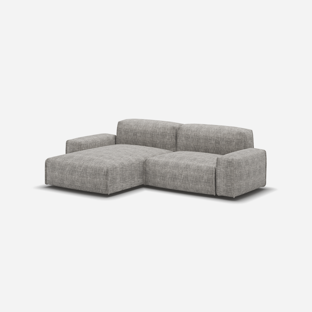 Float 3 Seater LH Chaise Sofa Salt & Pepper Textured Weave Trim