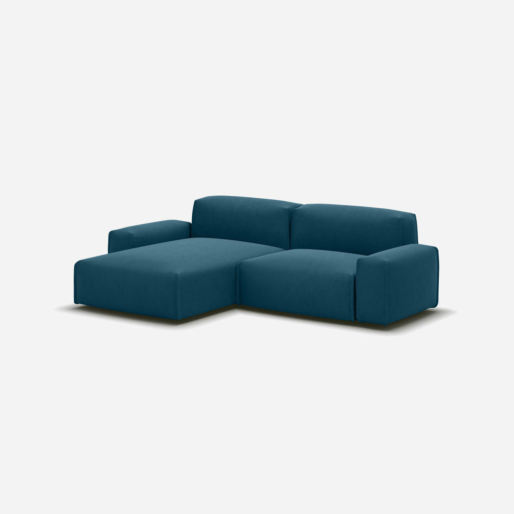 Float 3 Seater LH Chaise Sofa Teal Velvet Trim