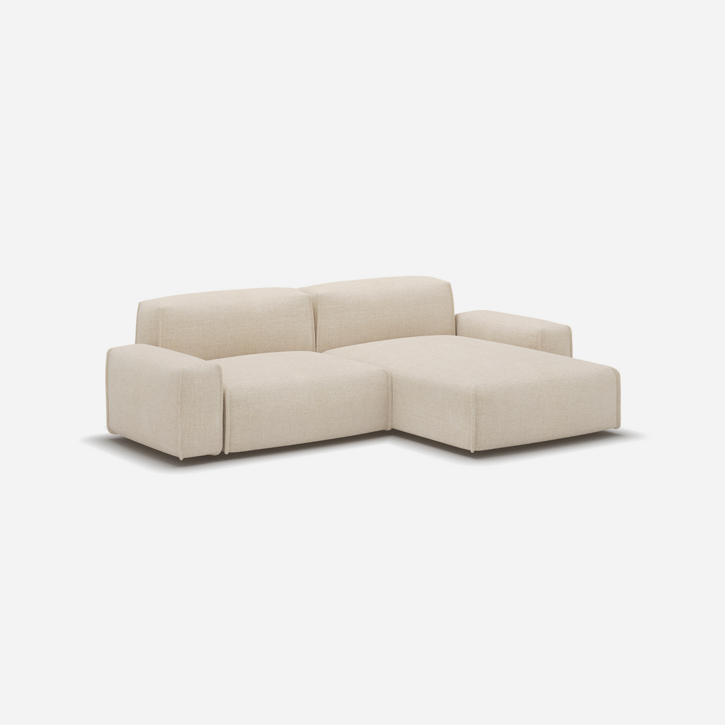Float 3 Seater RH Chaise Sofa Textured Weave Brick Trim