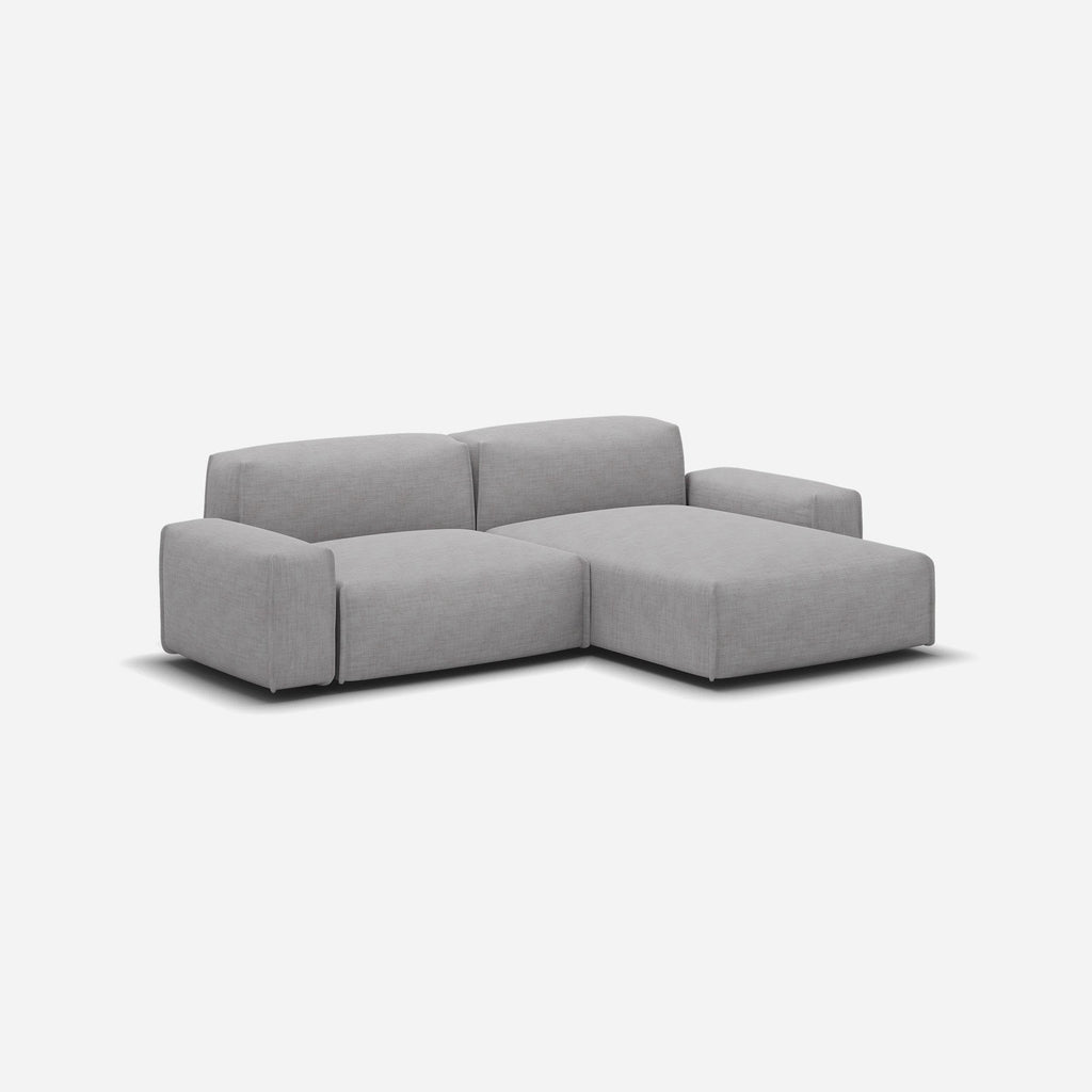 Float 3 Seater RH Chaise Sofa Light Grey Weave Natural Trim