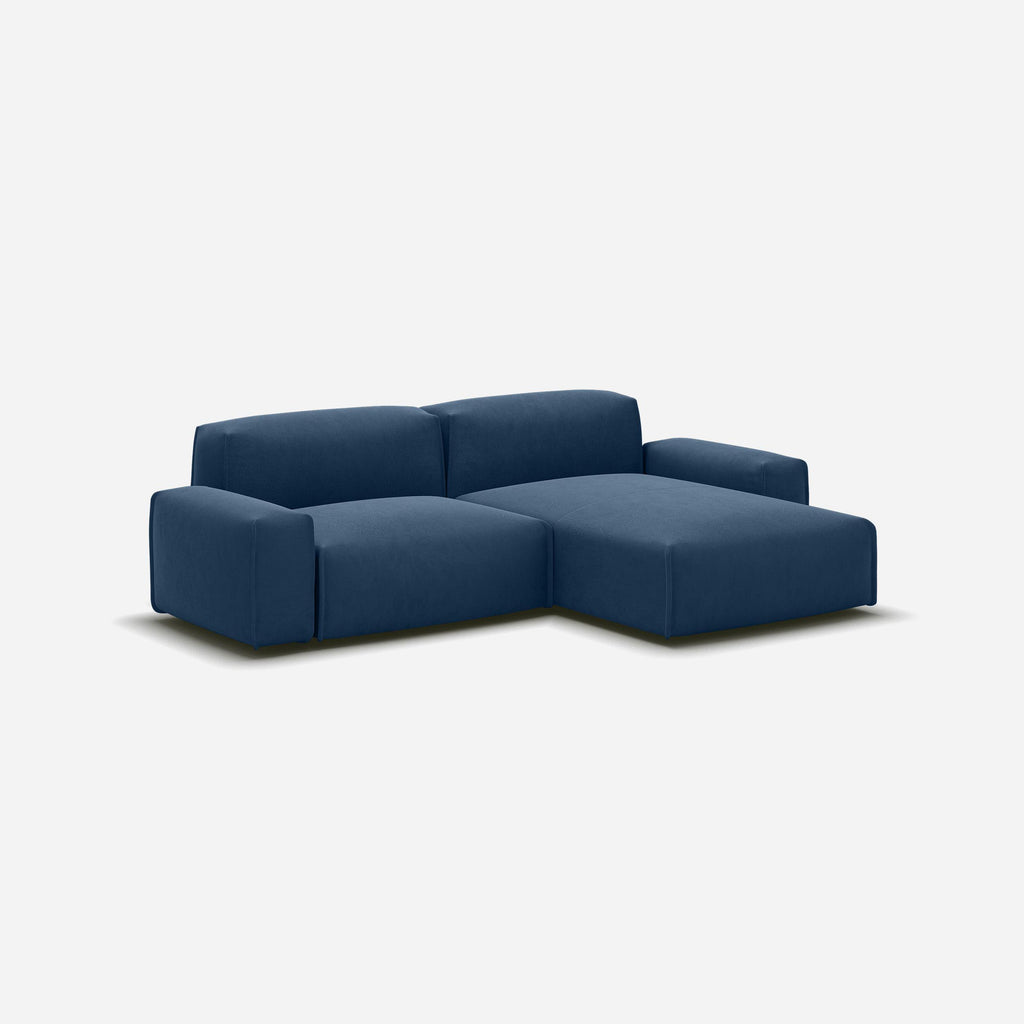 Float 3 Seater RH Chaise Sofa Midnight Velvet Trim