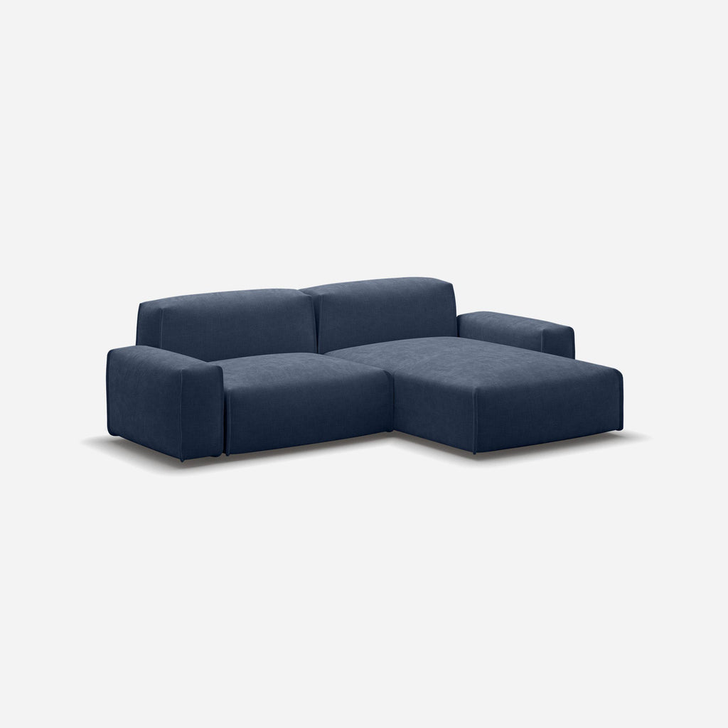 Float 3 Seater RH Chaise Sofa Cotton Blue Trim