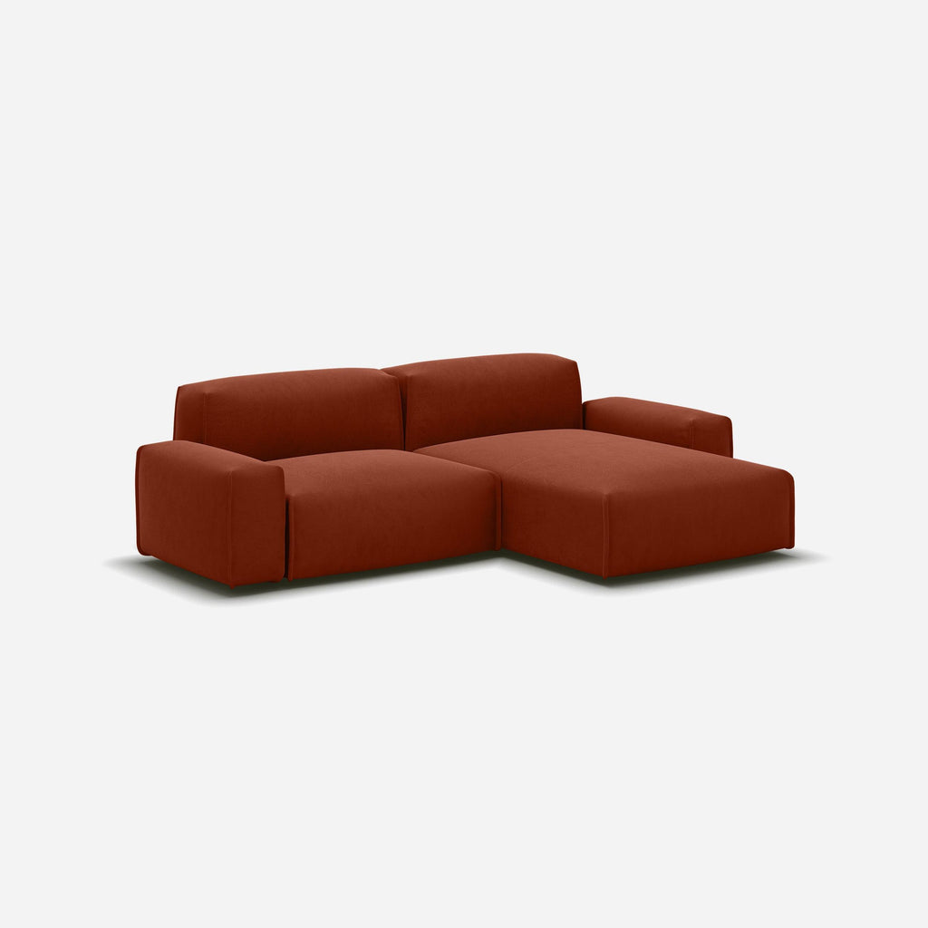 Float 3 Seater RH Chaise Sofa Velvet Natural Trim