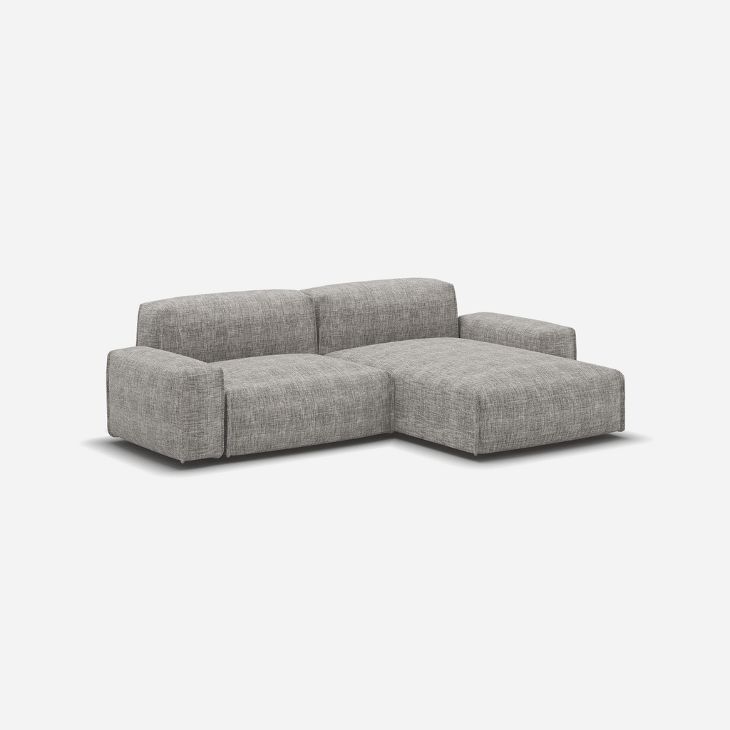 Float 3 Seater RH Chaise Sofa Salt & Pepper Textured Weave Trim