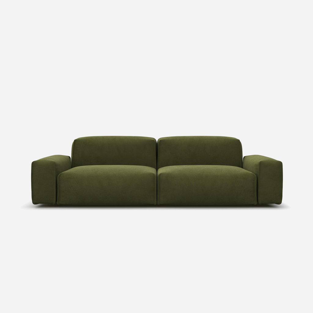 Float 3 Seater Sofa Dark Green Velvet Natural Trim