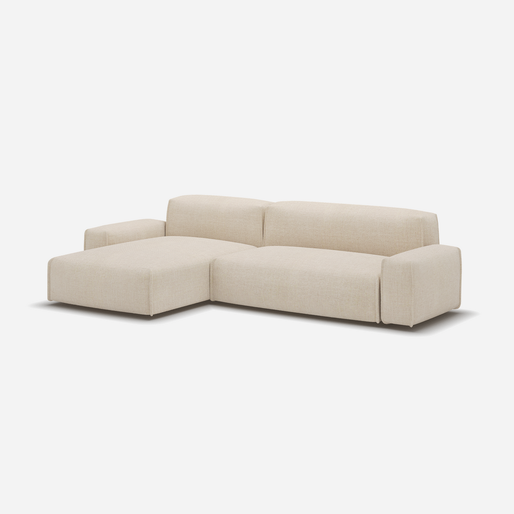 Float 4 Seater LH Chaise Sofa Textured Weave Natural Trim