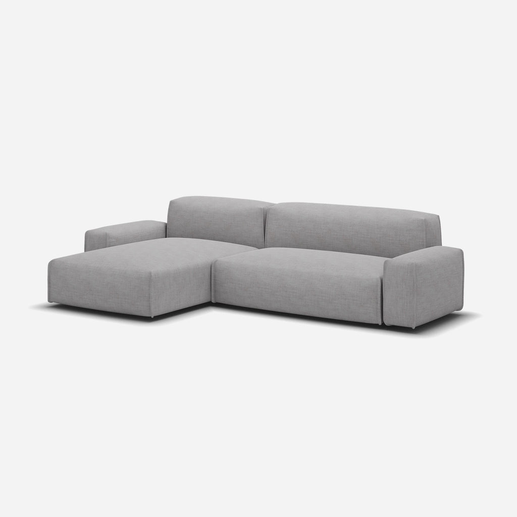 Float 4 Seater LH Chaise Sofa Light Grey Weave Natural Trim