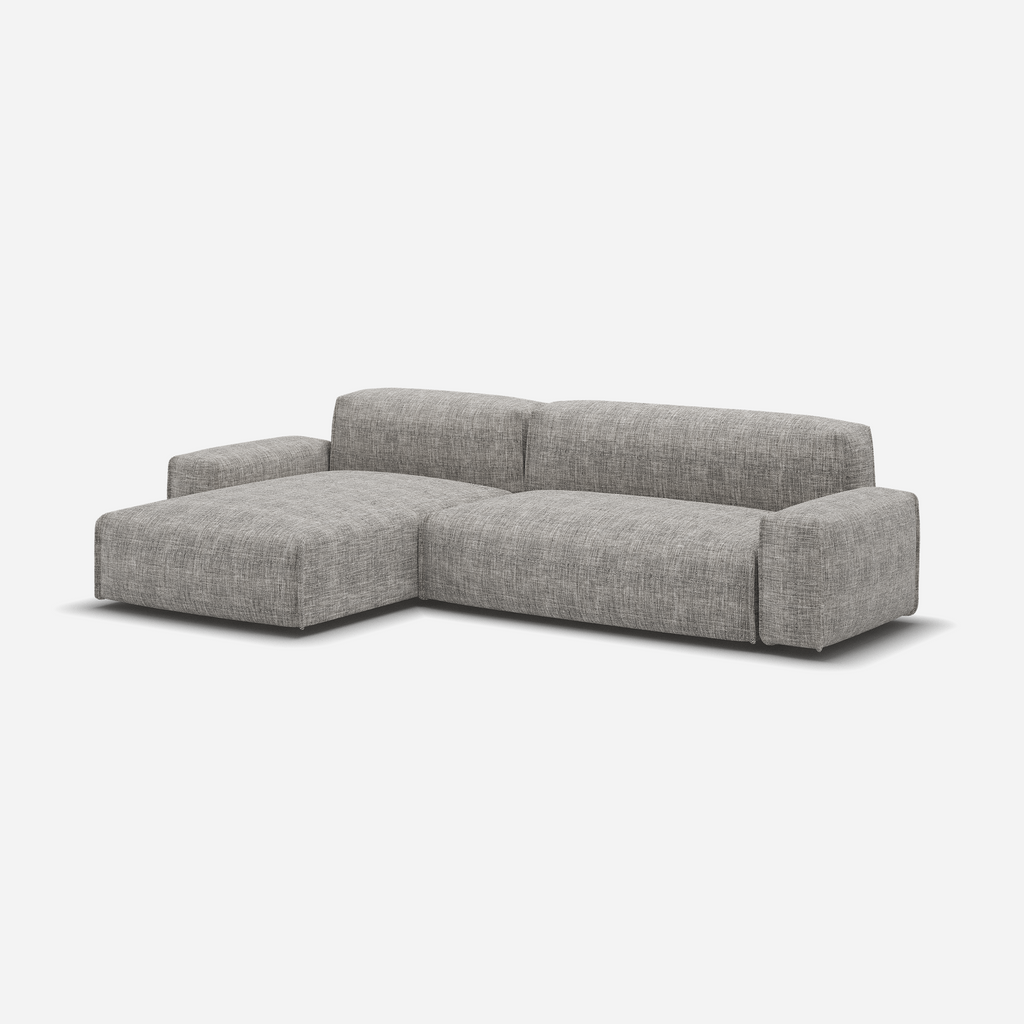 Float 4 Seater LH Chaise Sofa Salt & Pepper Textured Weave Trim