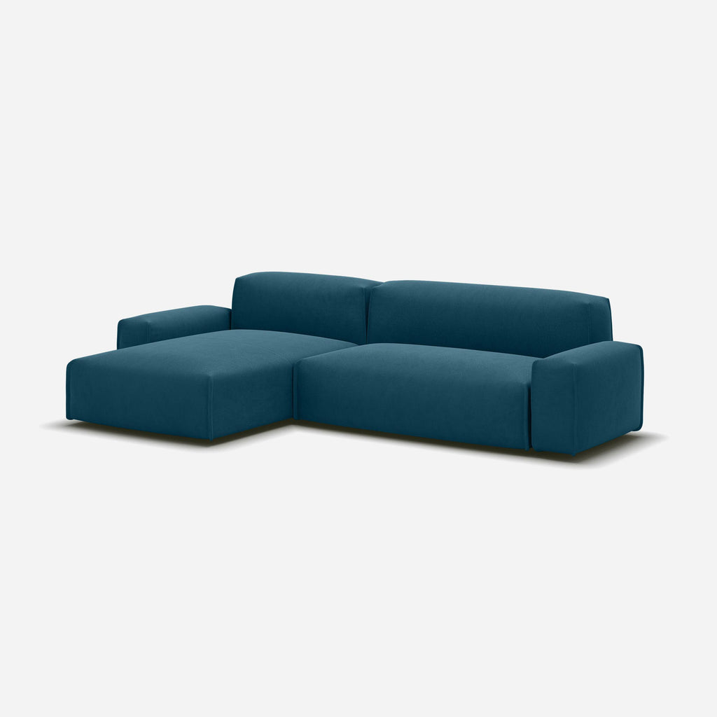 Cozmo Float 4 Seater Left Hand Chaise Sofa in Teal Velvet