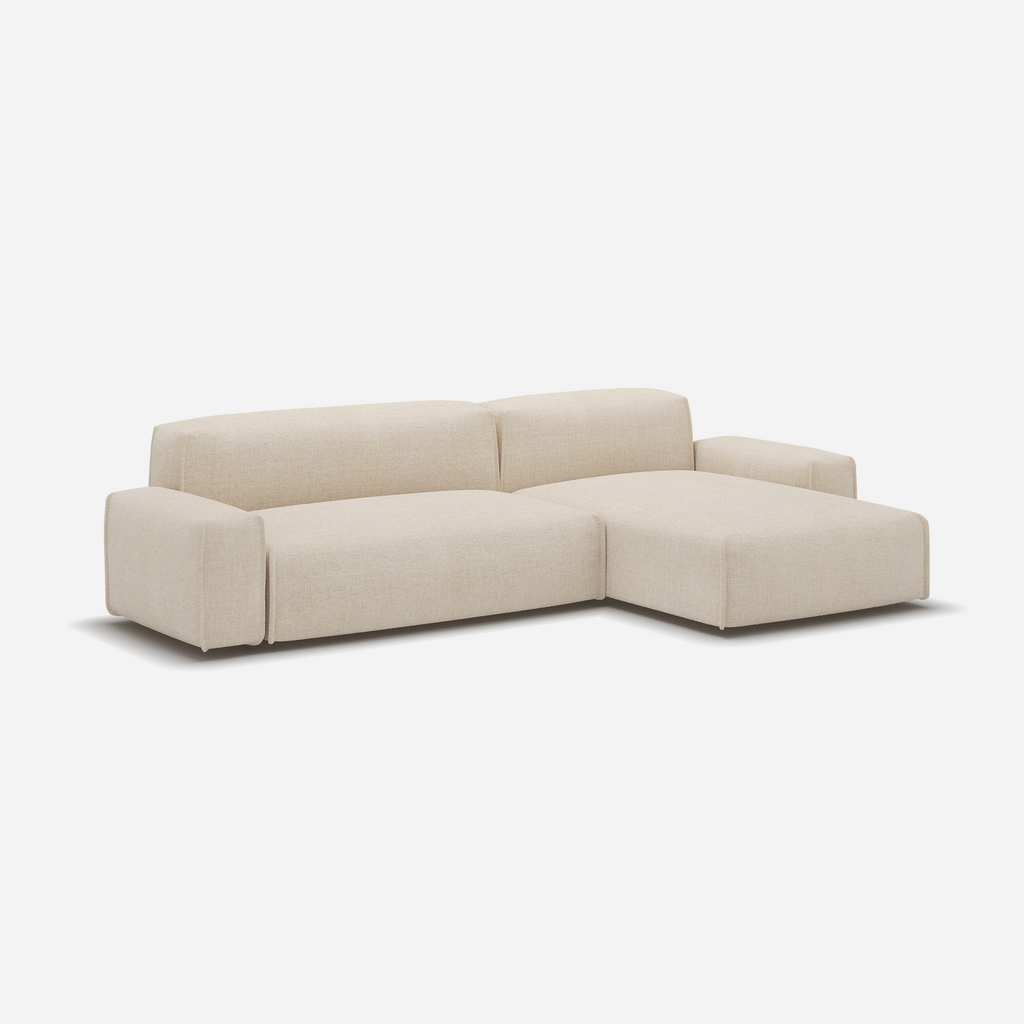 Float 4 Seater RH Chaise Sofa Textured Weave Natural Trim