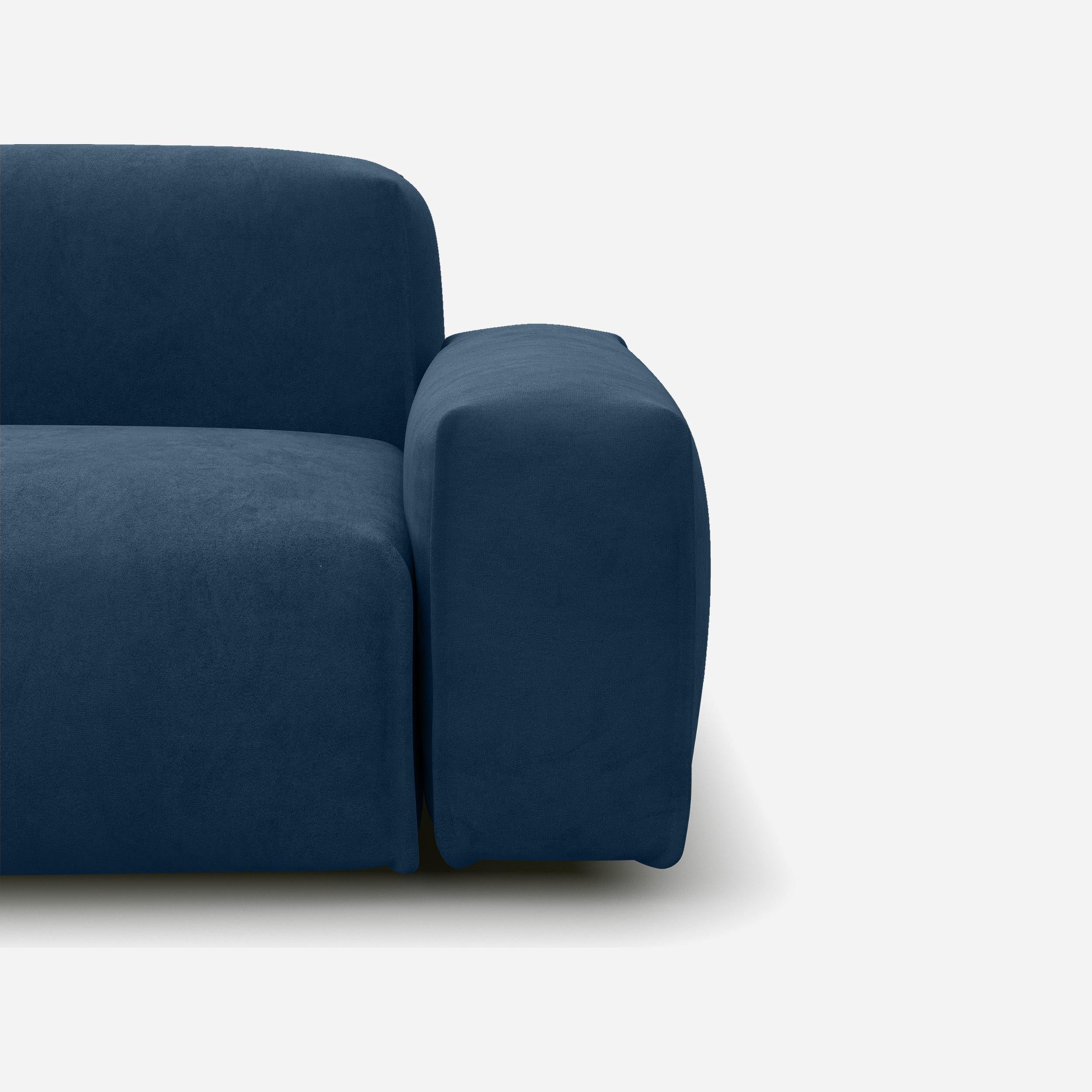 Float 4 Seater RH Chaise Sofa | Midnight Blue Velvet