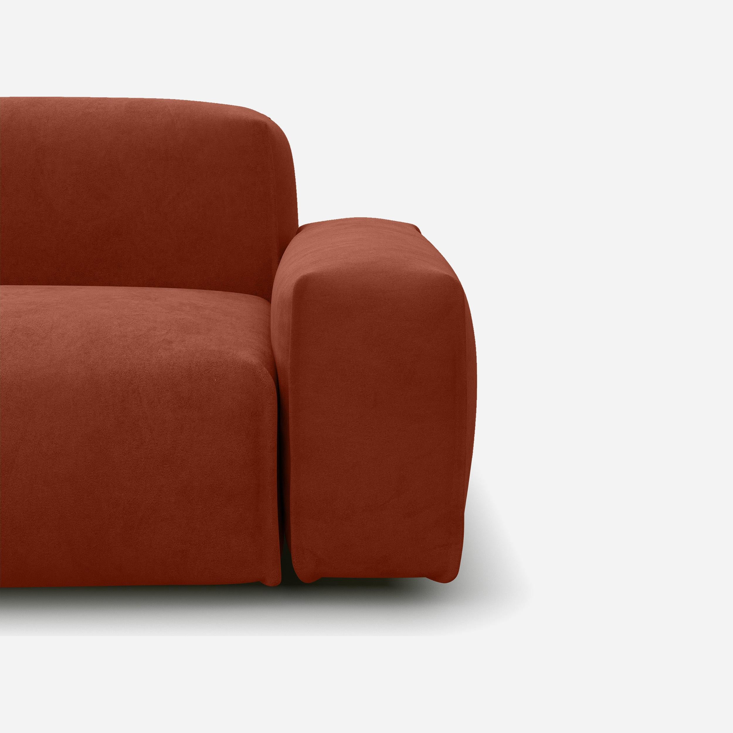 Float 4 Seater RH Chaise Sofa | Rust Velvet