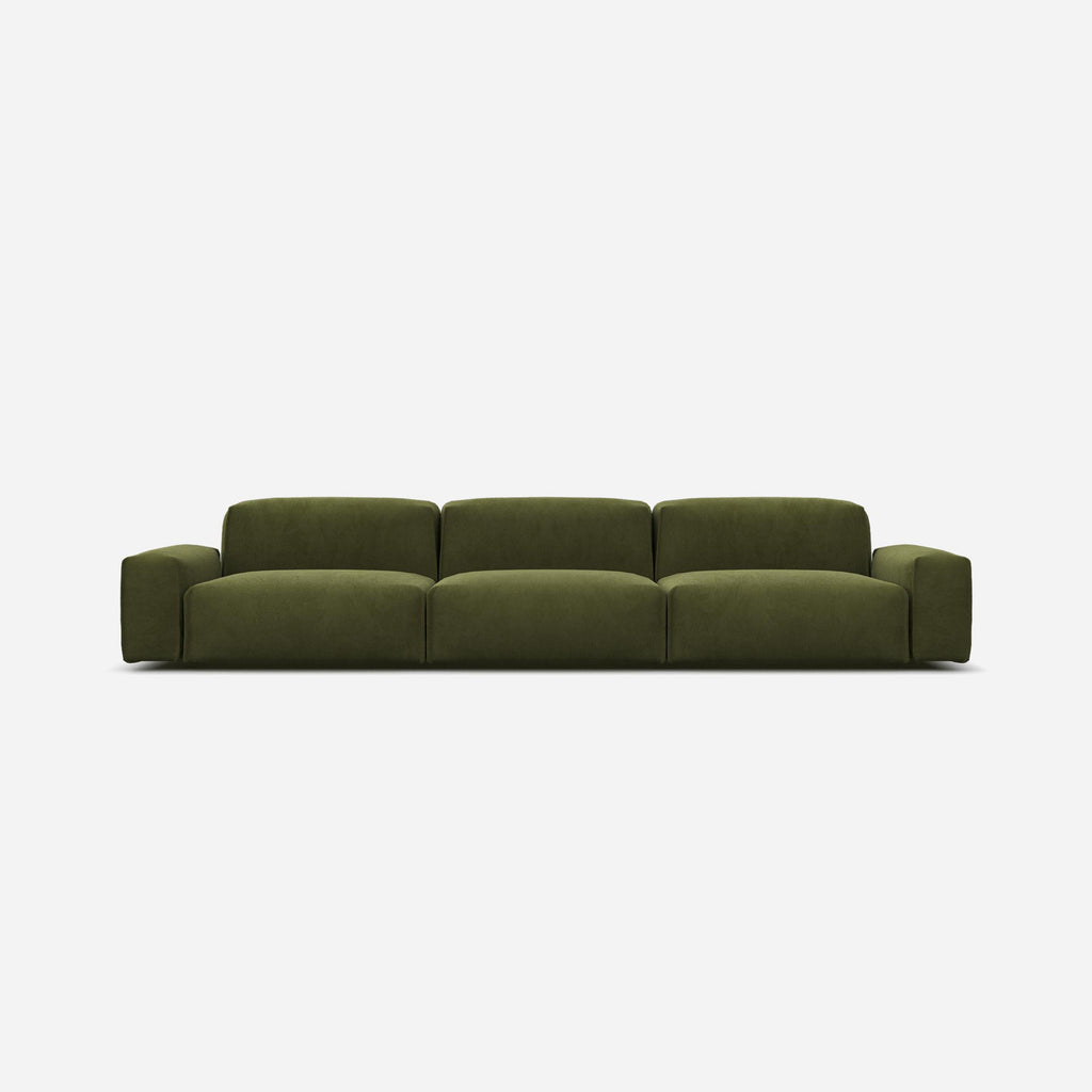 Float 5 Seater Sofa Dark Green Velvet Natural Trim