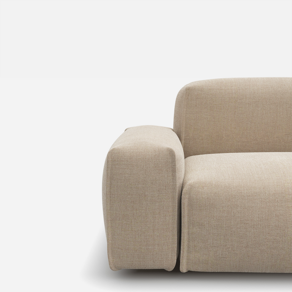Float Textured Weave Jacket Natural Trim 1.5 Seater Sofa Set