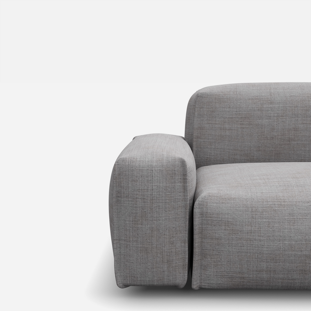 Float Light Grey Weave Jacket Natural Trim 1.5 Seater Sofa Set