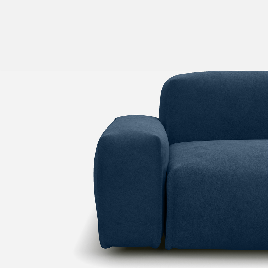 Float Midnight Blue Velvet Jacket Dark Blue Trim 1.5 Seater Sofa Set