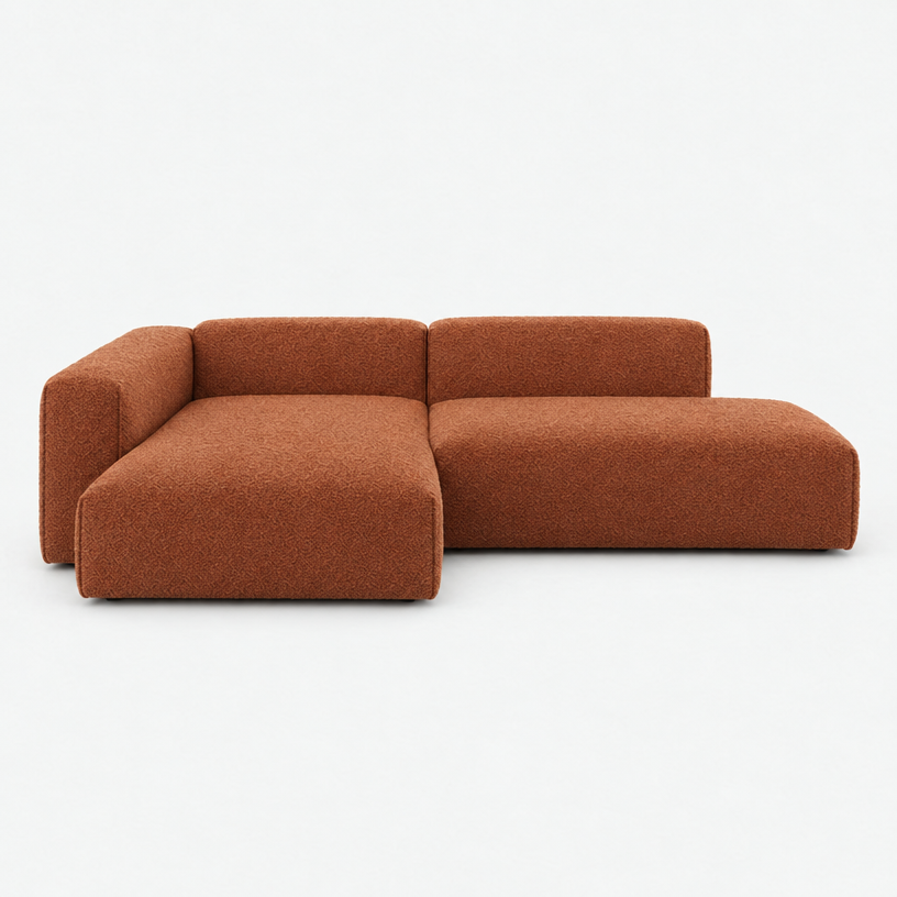 Float 4 Seater Open Chaise Sofa - Brick Boucle II, Left Hand - front