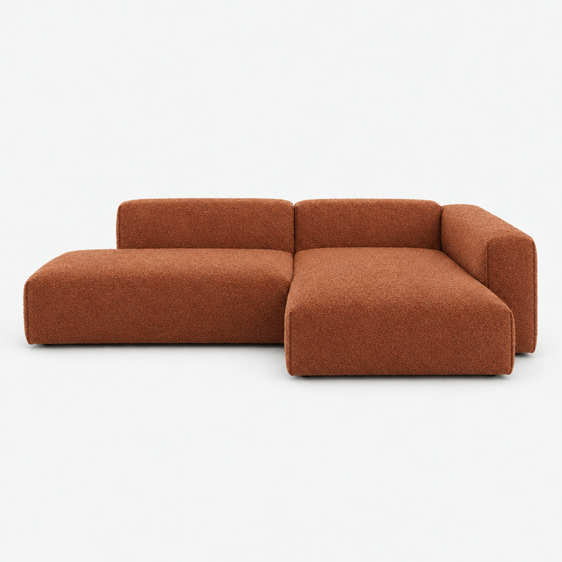 Float 4 Seater Open Chaise Sofa - Brick Boucle II, Right Hand - front