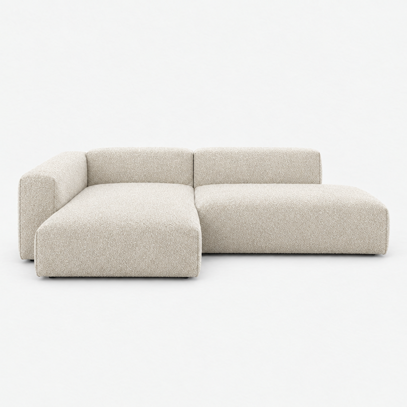 Float 4 Seater Open Chaise Sofa - Ecru Boucle, Left Hand - front