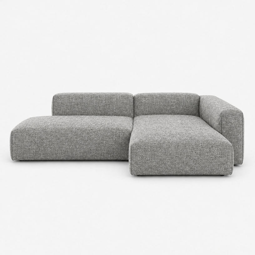 Float 4 Seater Open Chaise Sofa - Salt & Pepper Textured Weave, Right Hand - front