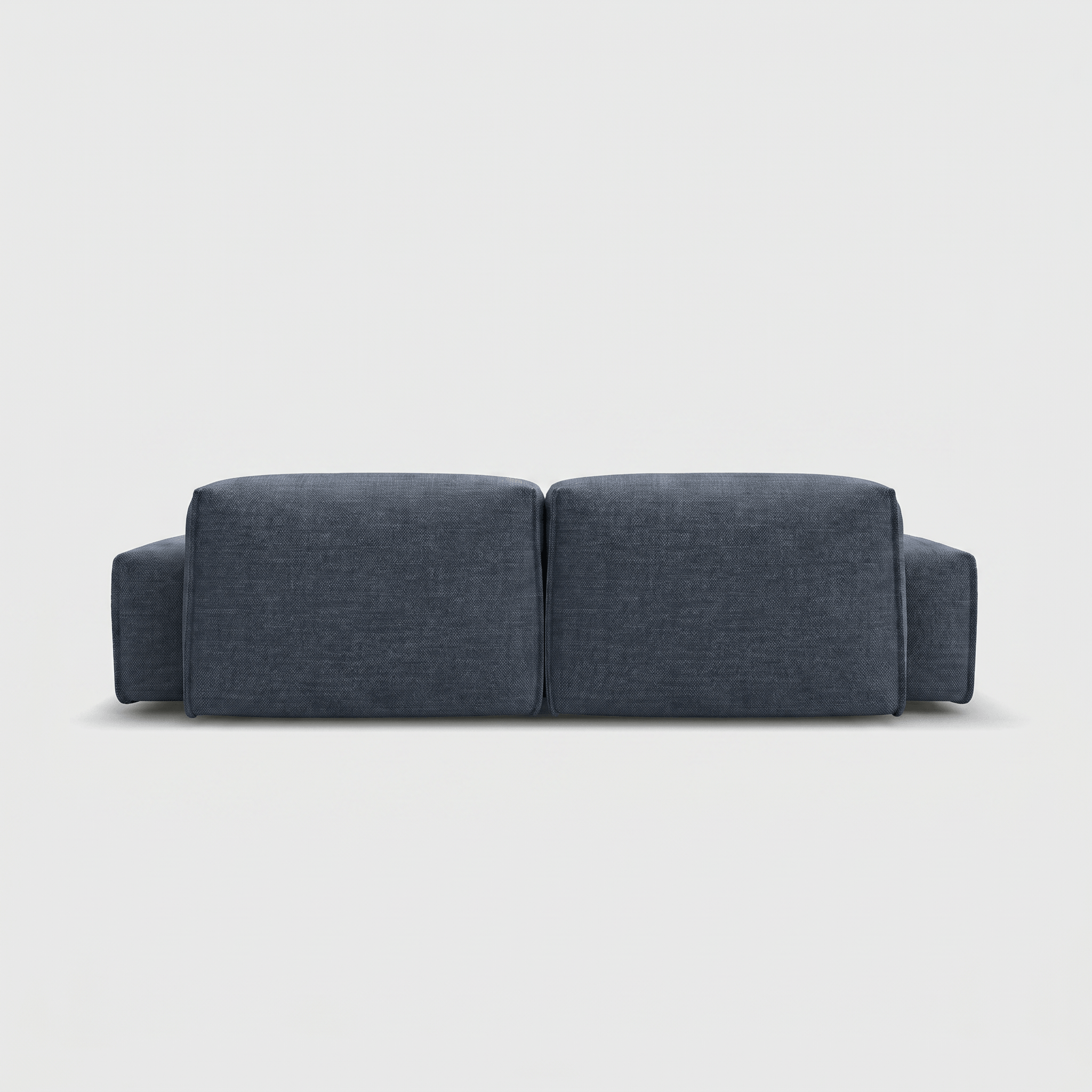 Cozmo Sofas - Float 3 Seater Sofa - Blue & Brown Textured Weave - Black Legs - Rear angle view