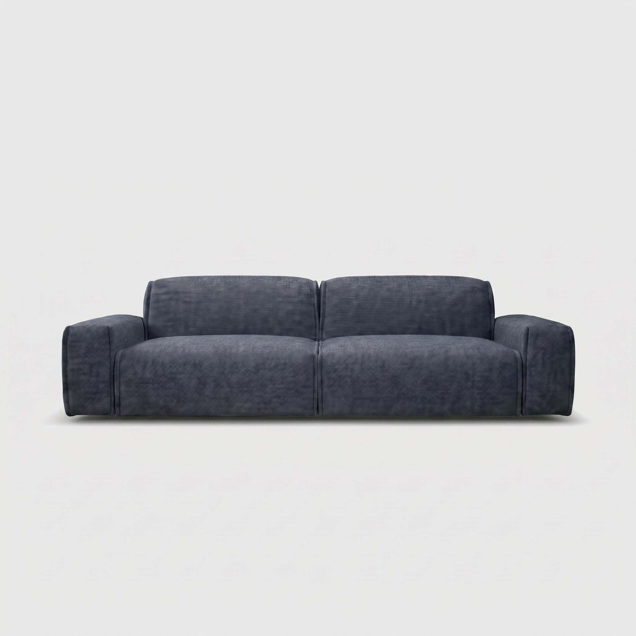 Cozmo Sofas - Float 3 Seater Sofa - Blue & Brown Textured Weave - Black Legs - Front view