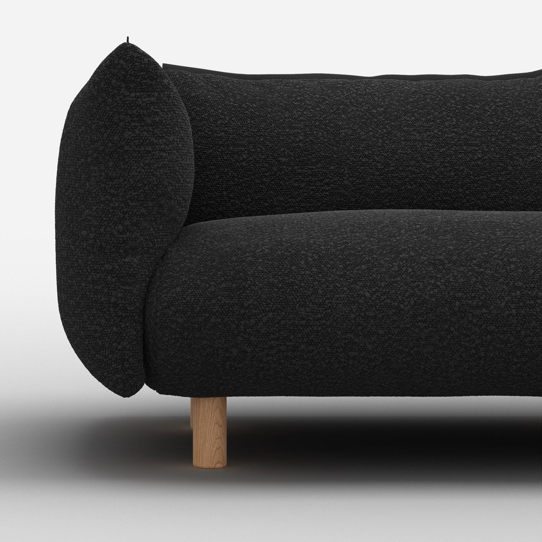 Pillow 1.5 Seater Sofa | Black Boucle