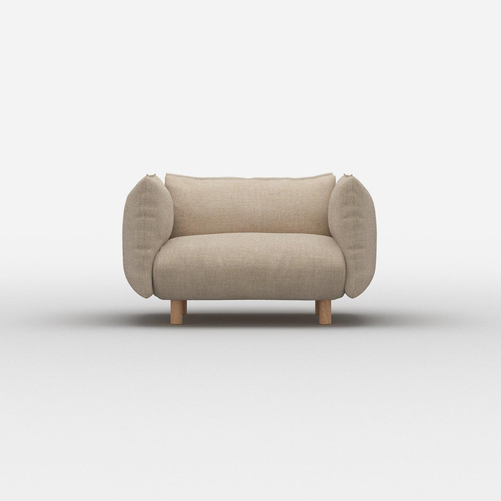 Pillow 1.5 Seater Sofa Textured Weave Natural Trim