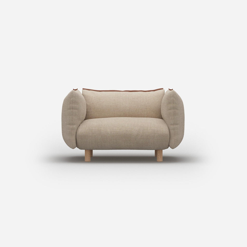 Pillow 1.5 Seater Sofa Textured Weave Brick Trim