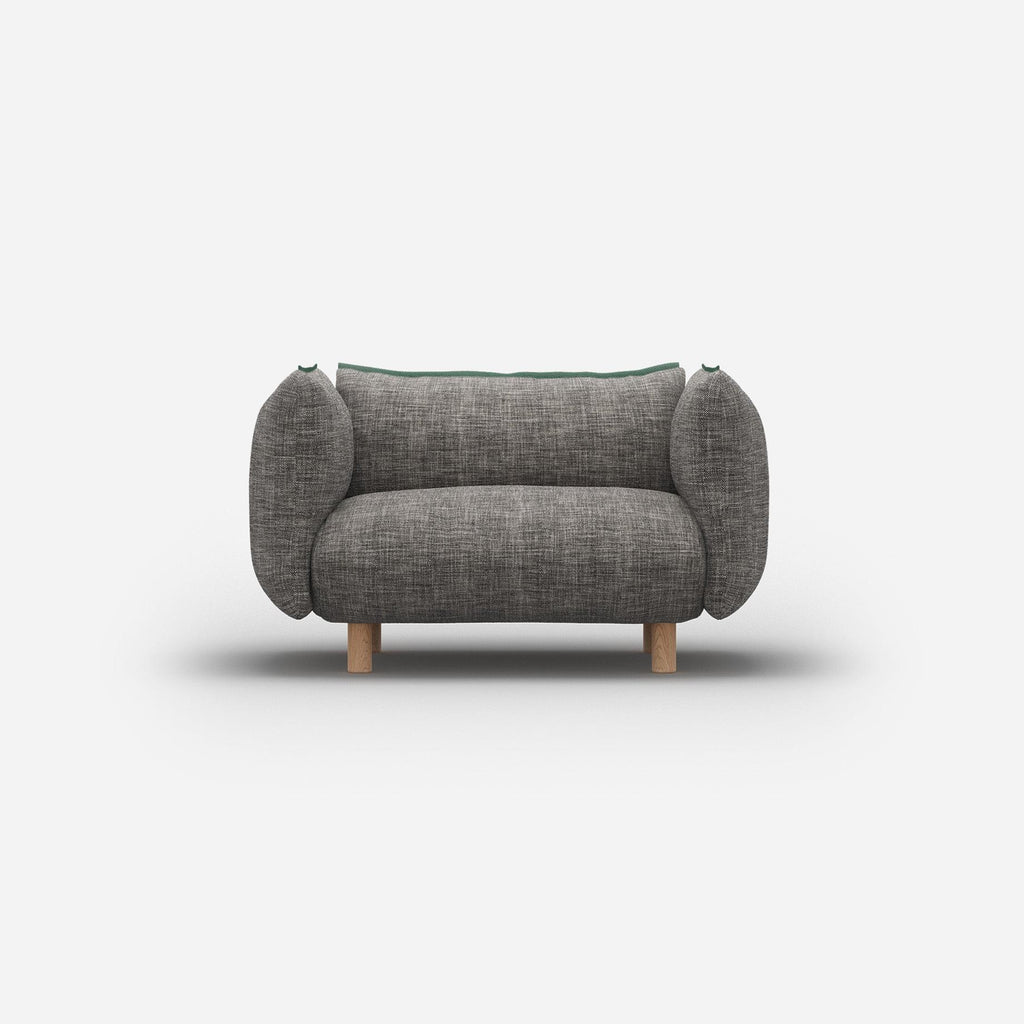 Pillow 1.5 Seater Sofa Salt & Pepper Textured Weave Trim