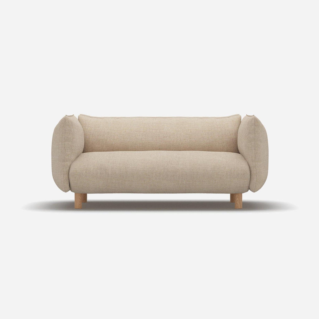 Pillow 2 Seater Sofa Textured Weave Natural Trim