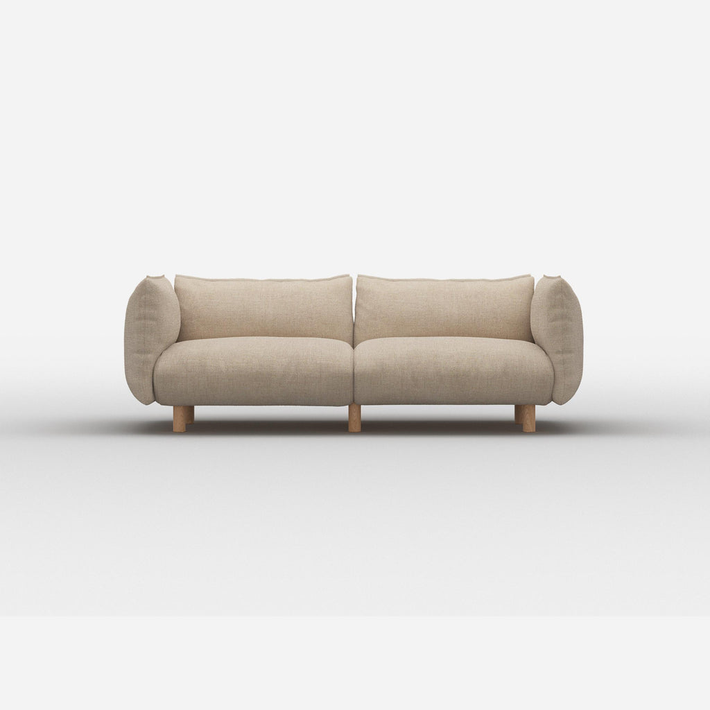 Pillow 3 Seater Sofa Textured Weave Natural Trim