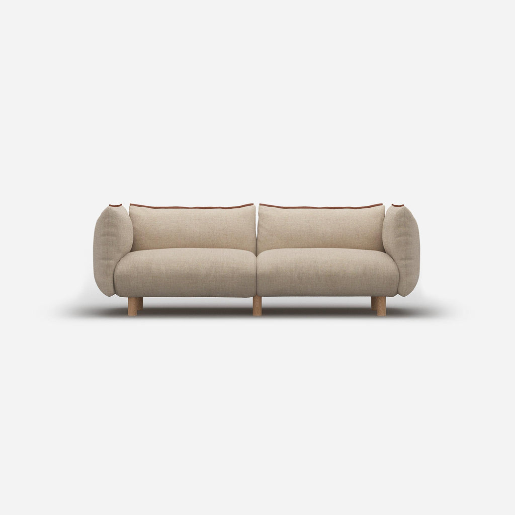 Pillow 3 Seater Sofa Textured Weave Brick Trim