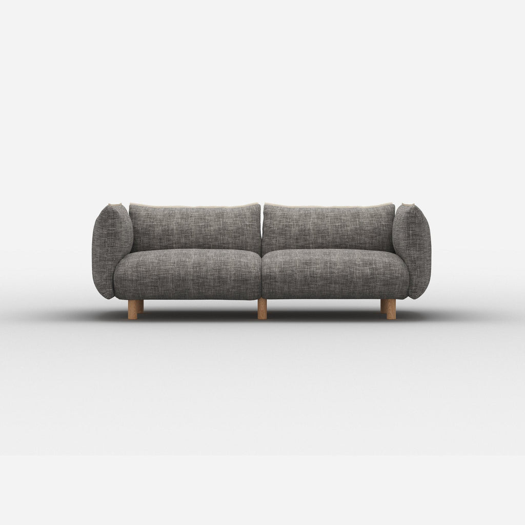 Pillow 3 Seater Sofa Salt & Pepper Textured Weave Trim