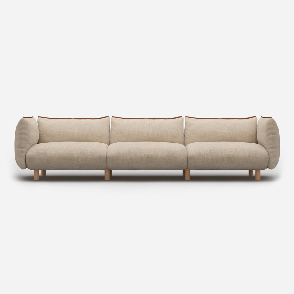 Pillow 5 Seater Sofa Textured Weave Brick Trim