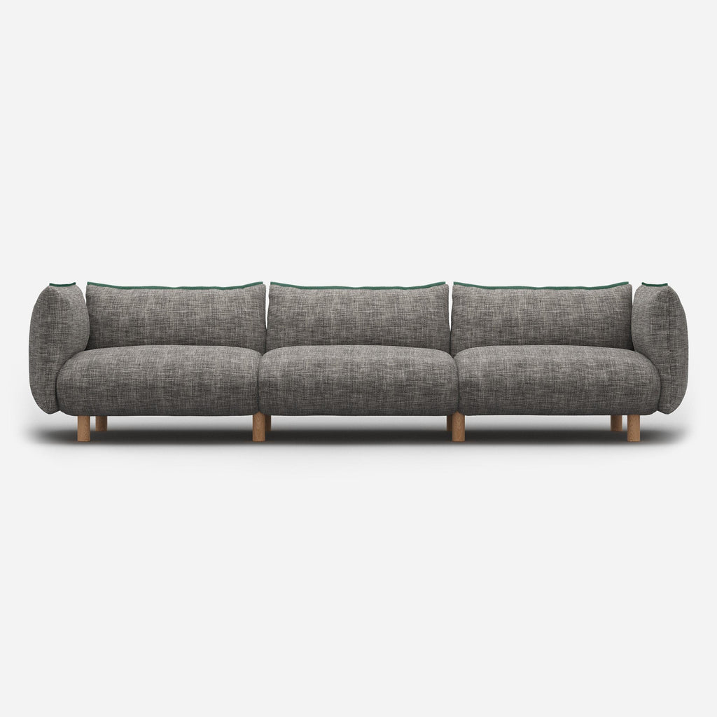 Pillow 5 Seater Sofa Salt & Pepper Textured Weave Trim