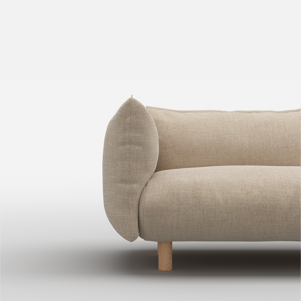 Pillow Textured Weave Jacket Natural Trim 1.5 Seater Sofa Set