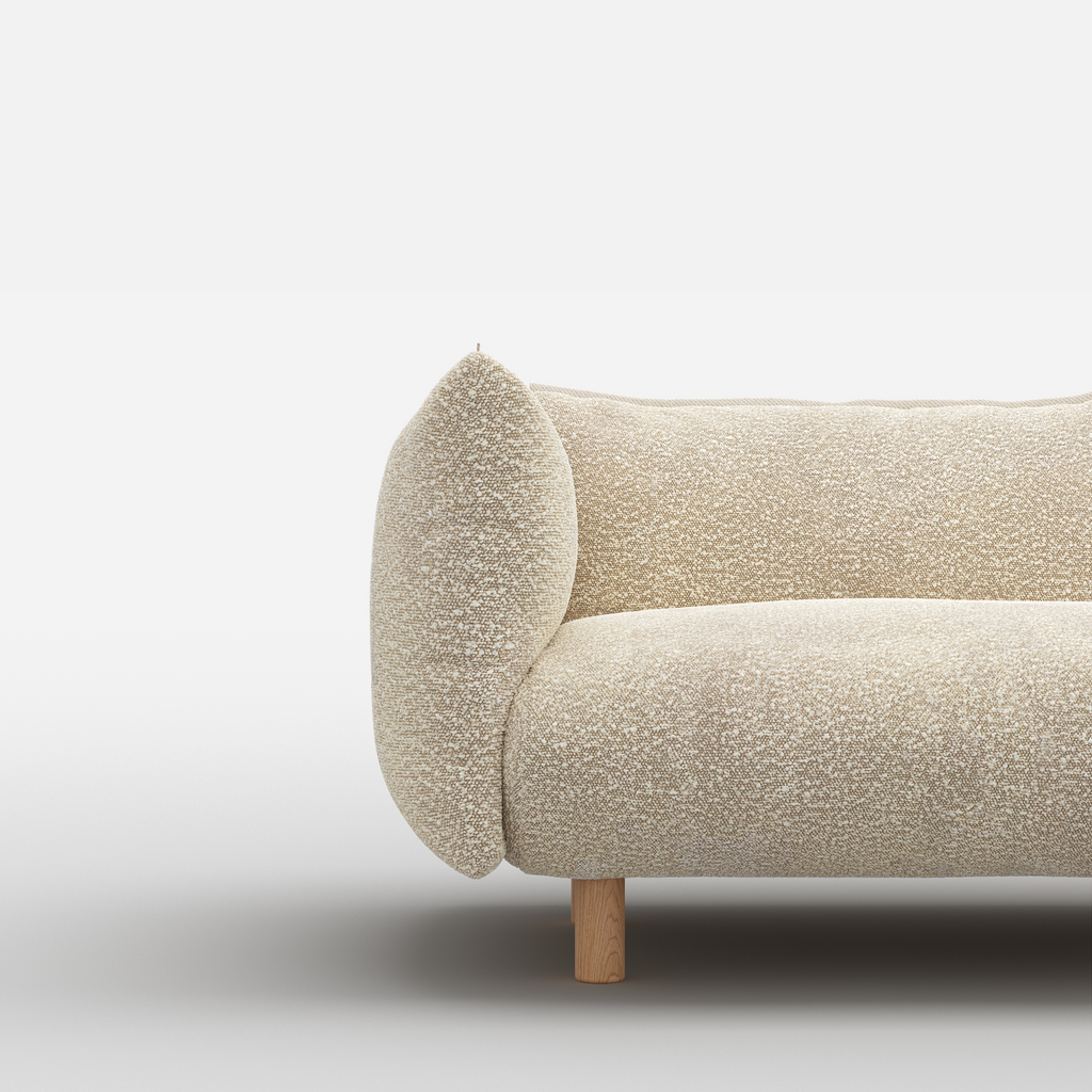 Pillow Ecru Boucle Jacket Trim 1.5 Seater Sofa Set