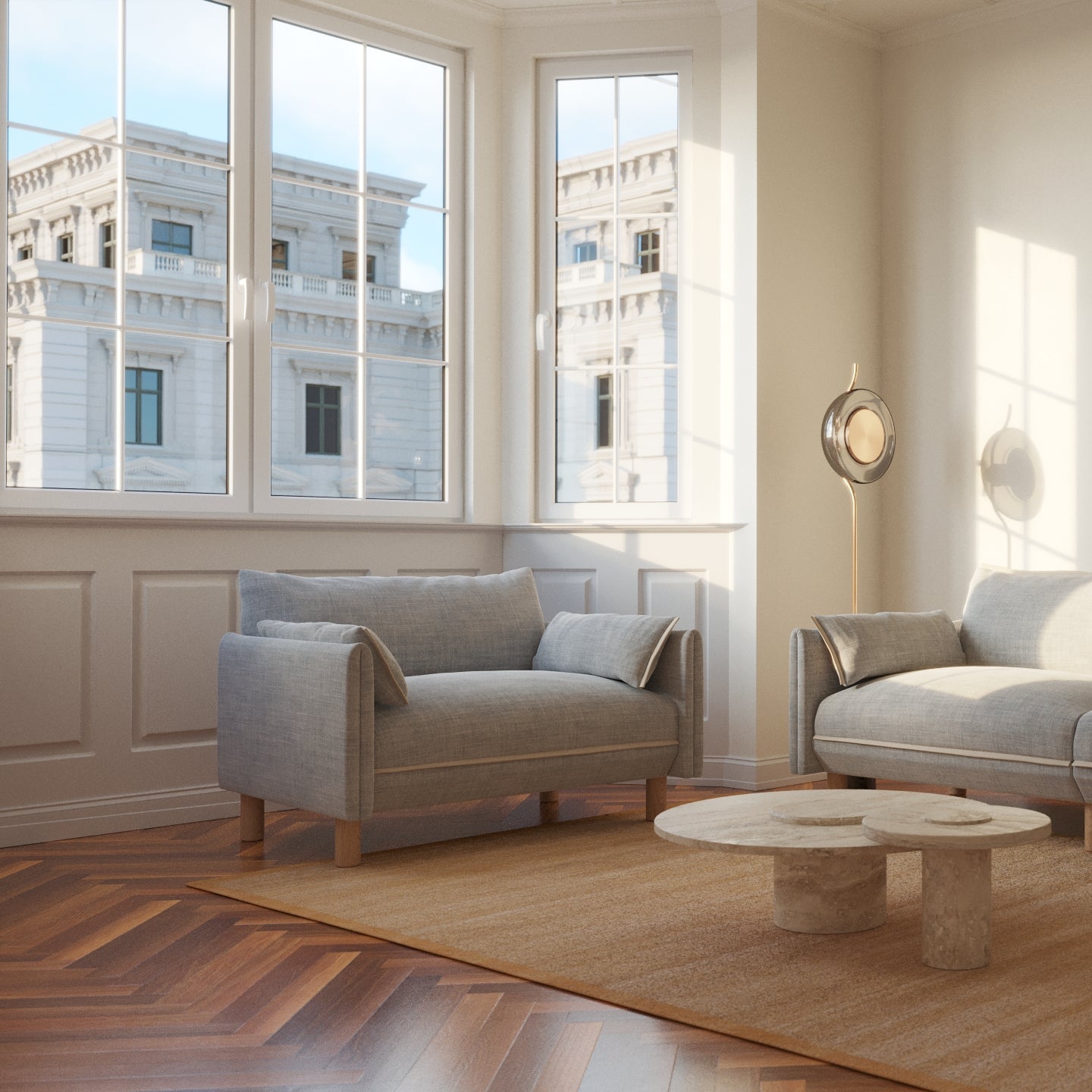 Cozy 1.5 Seater Sofa | Light Grey Weave