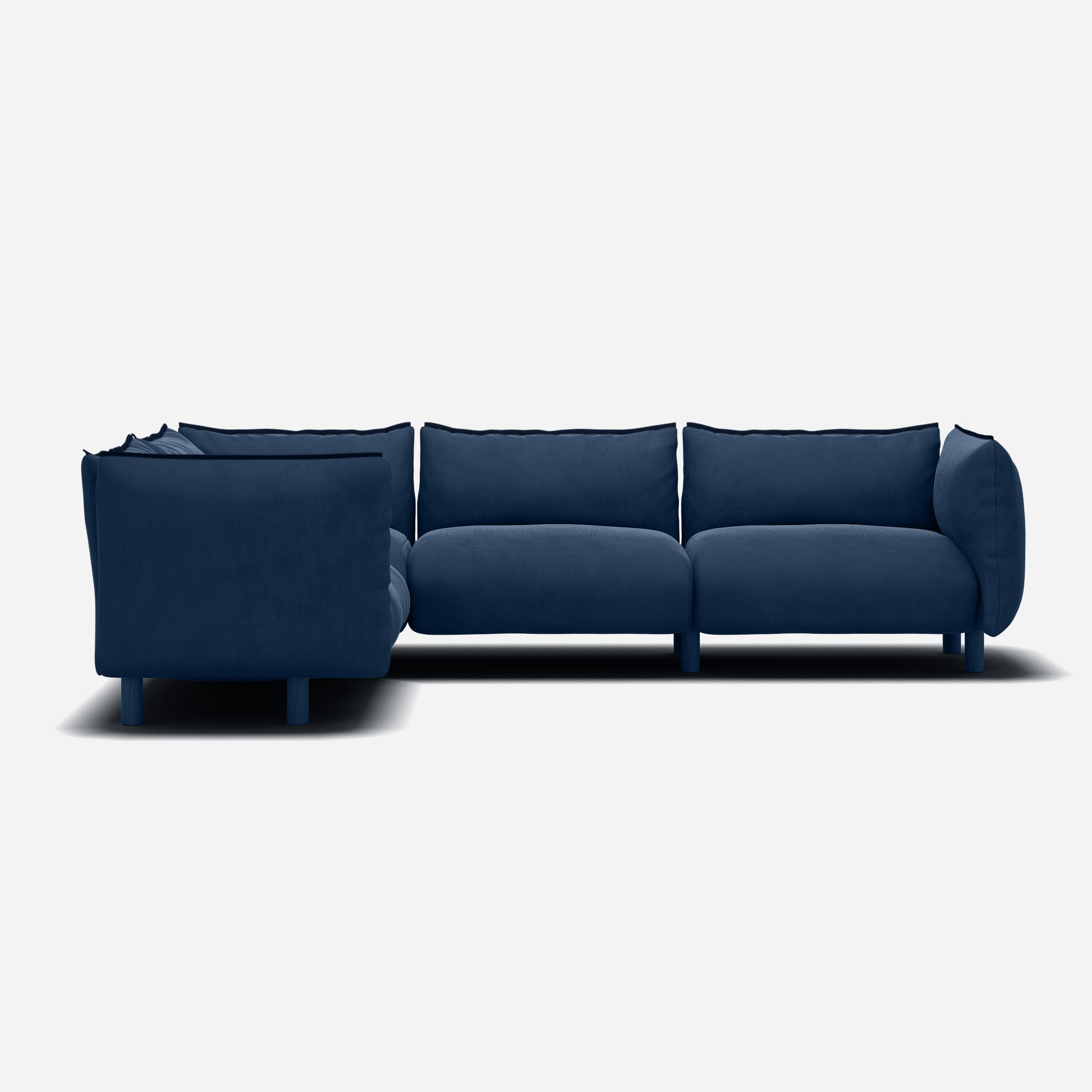 Pillow Large LH Facing Corner Sofa | Midnight Blue Velvet| Blue