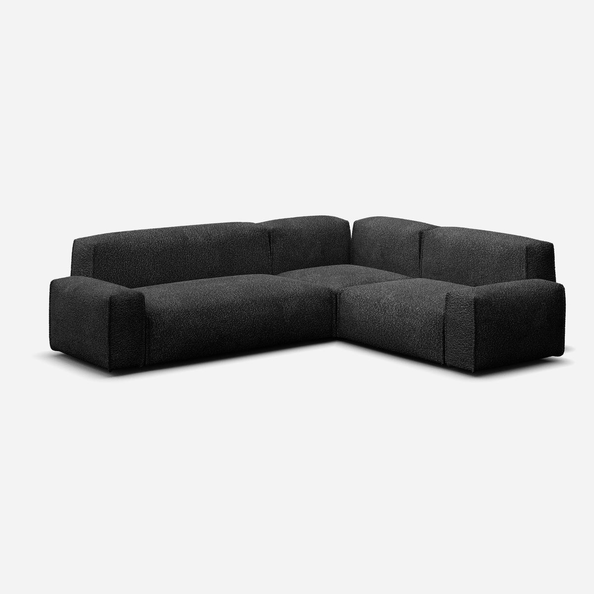 Float Medium RH Facing Corner Sofa | Black Boucle| Black Legs | Cozmo