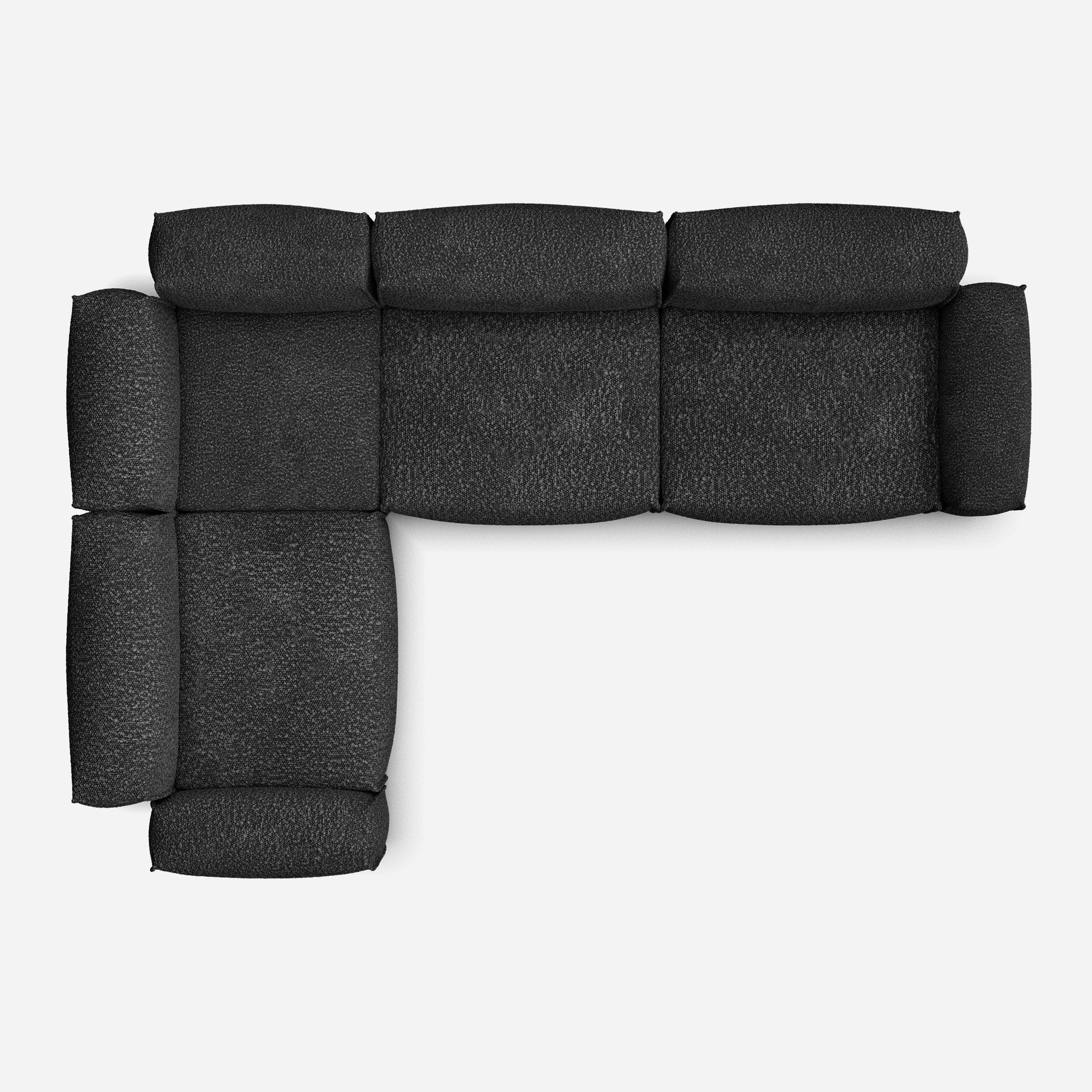 Float Large LH Facing Corner Sofa | Black Boucle