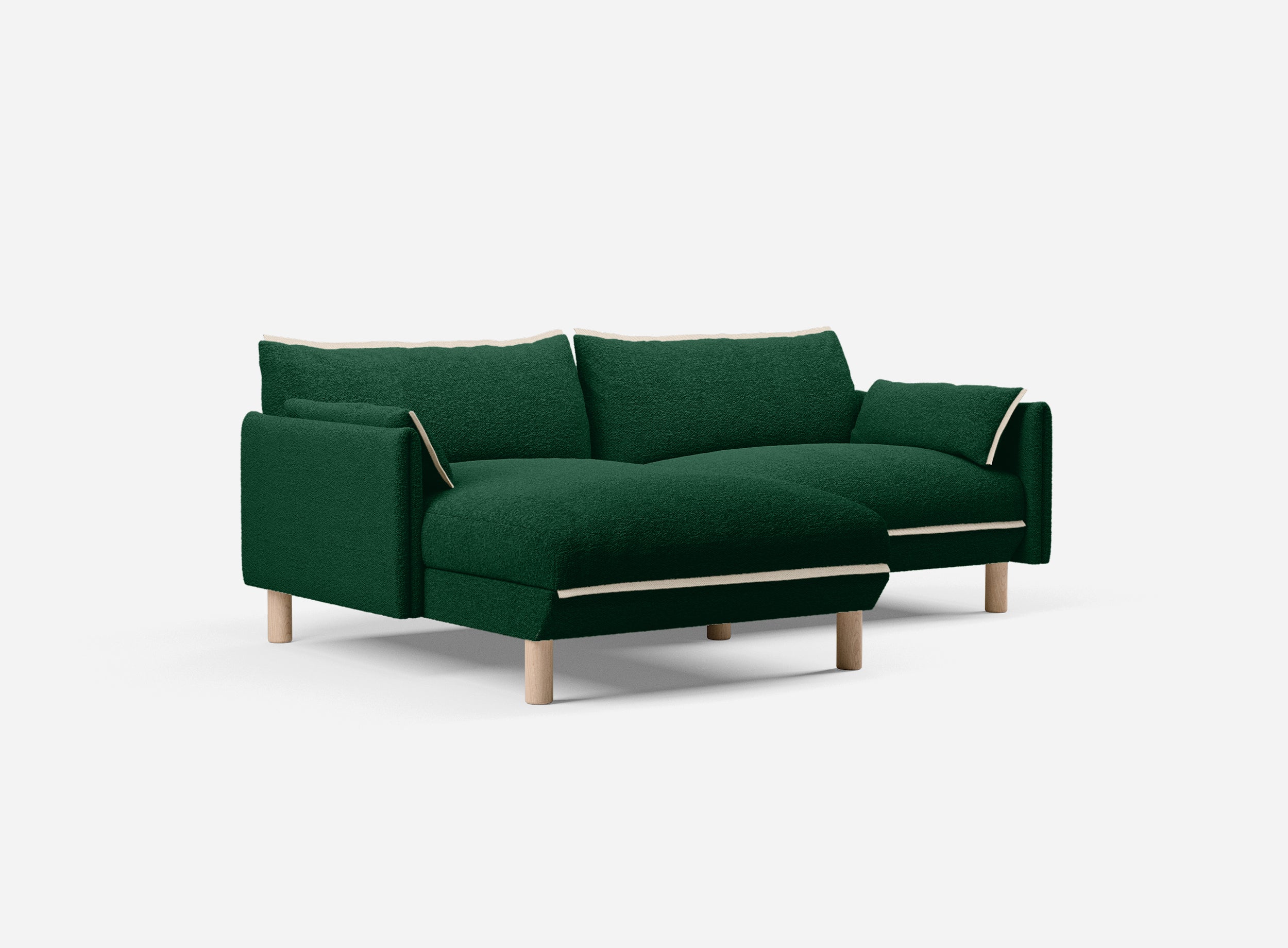 3 Seater LH Chaise Sofa | Green Boucle