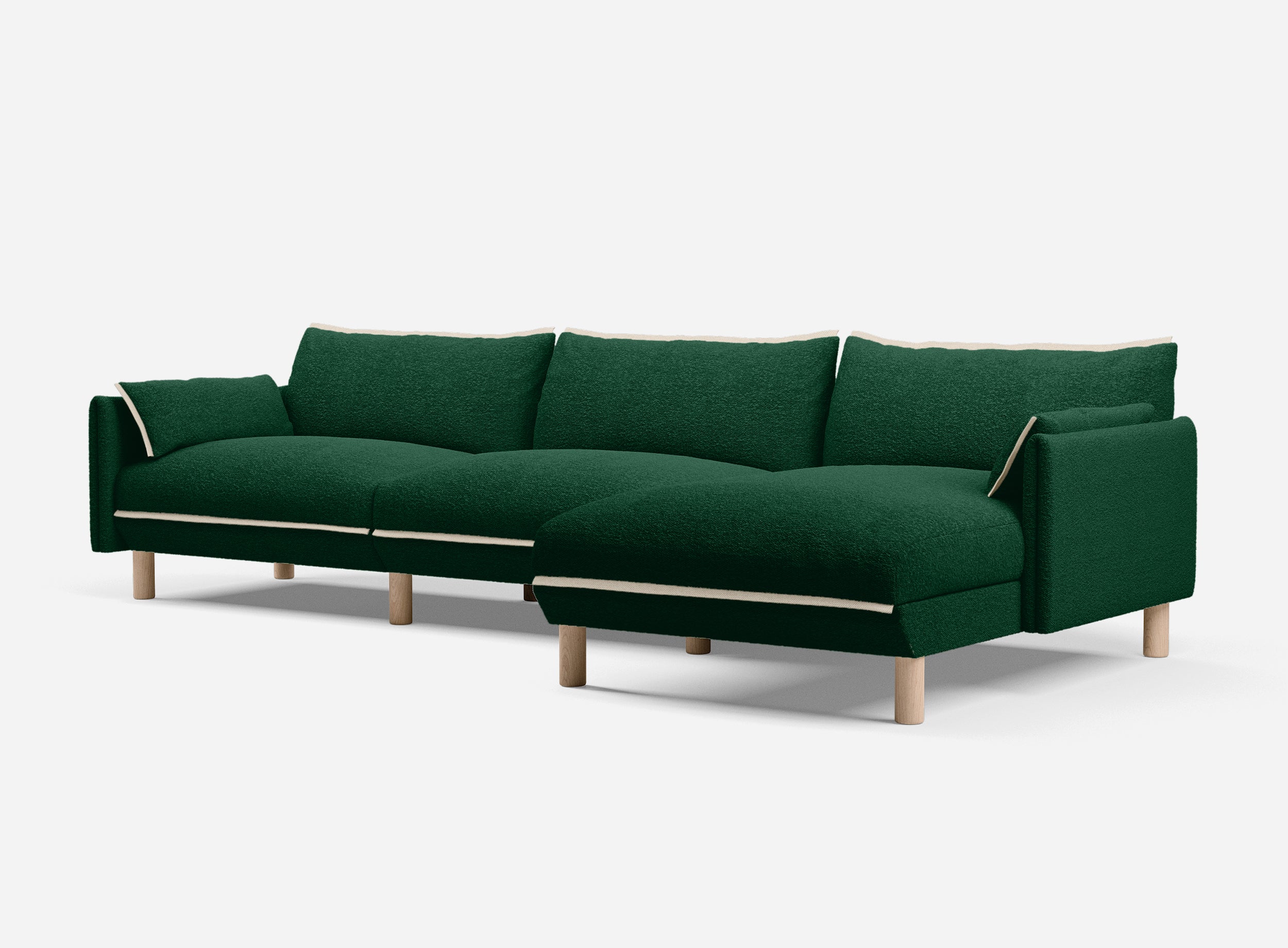 5 Seater RH Chaise Sofa | Green Boucle