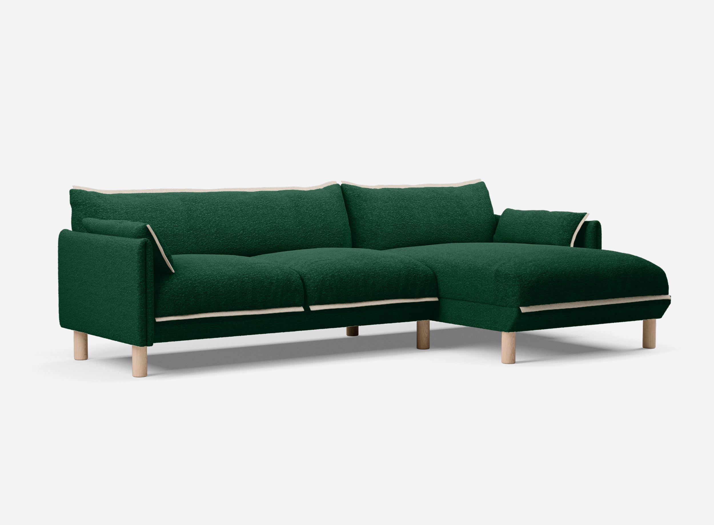 4 Seater RH Chaise Sofa | Green Boucle