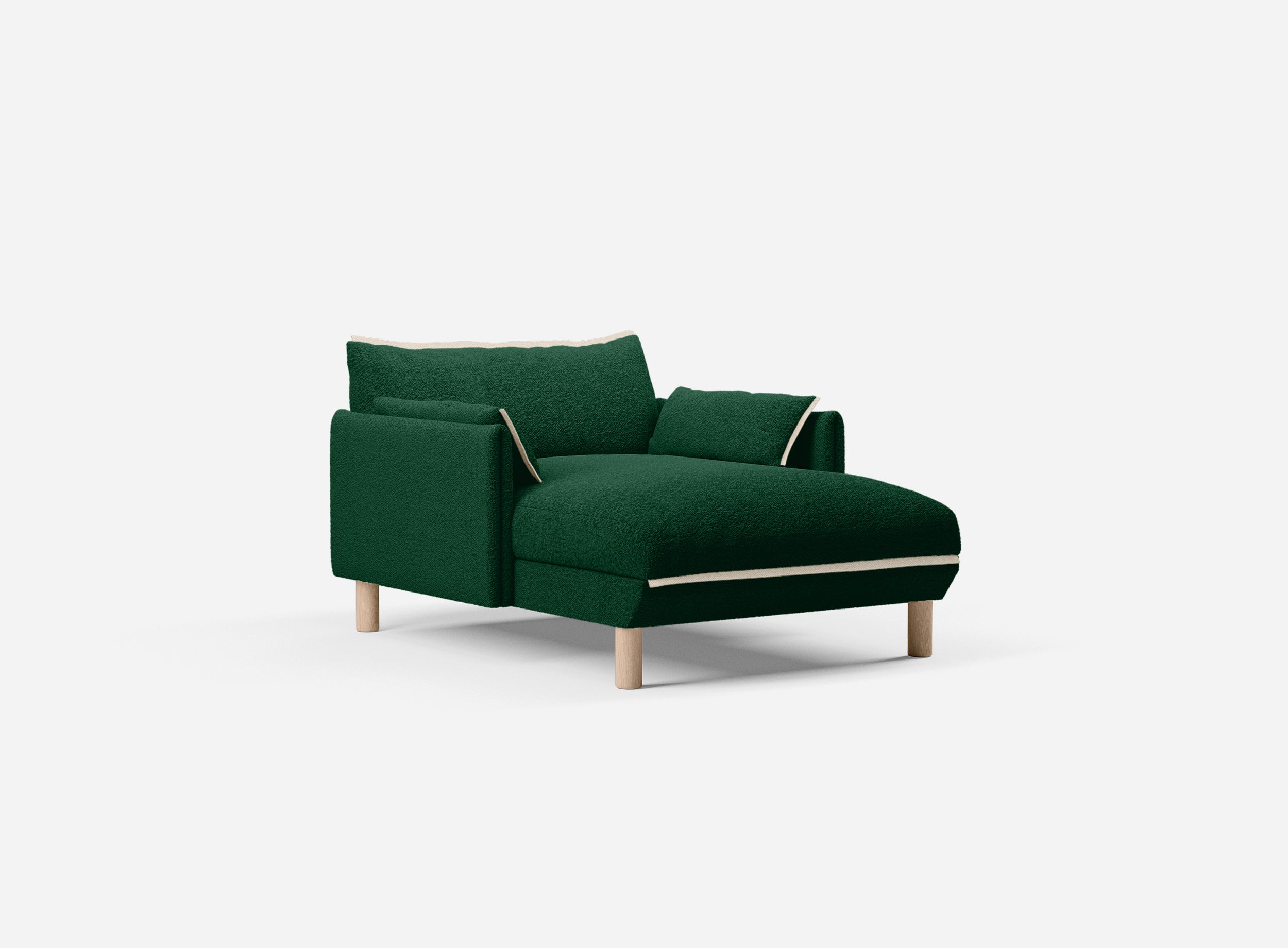 1.5 Seater Chaise Sofa | Green Boucle