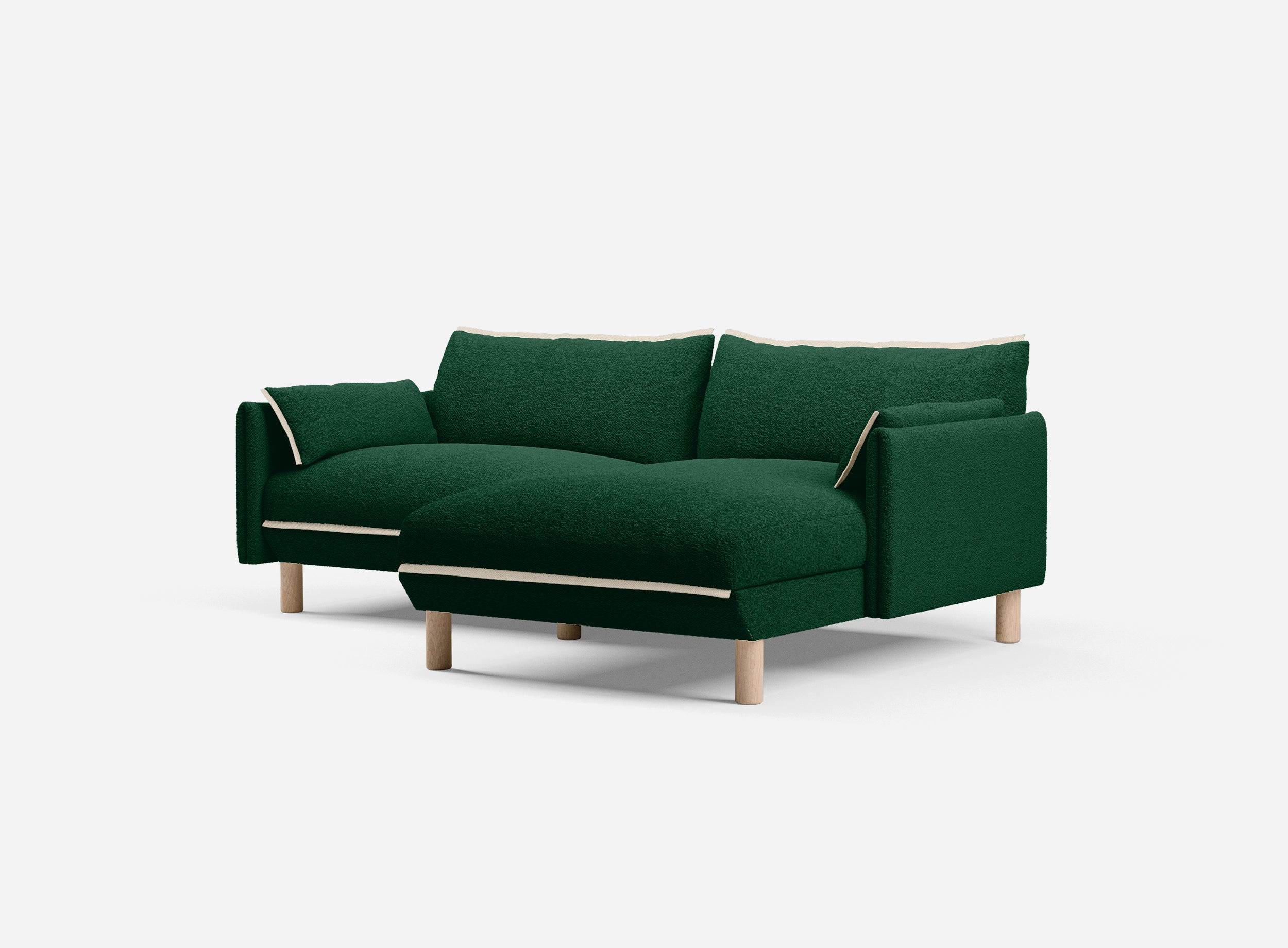3 Seater RH Chaise Sofa | Green Boucle