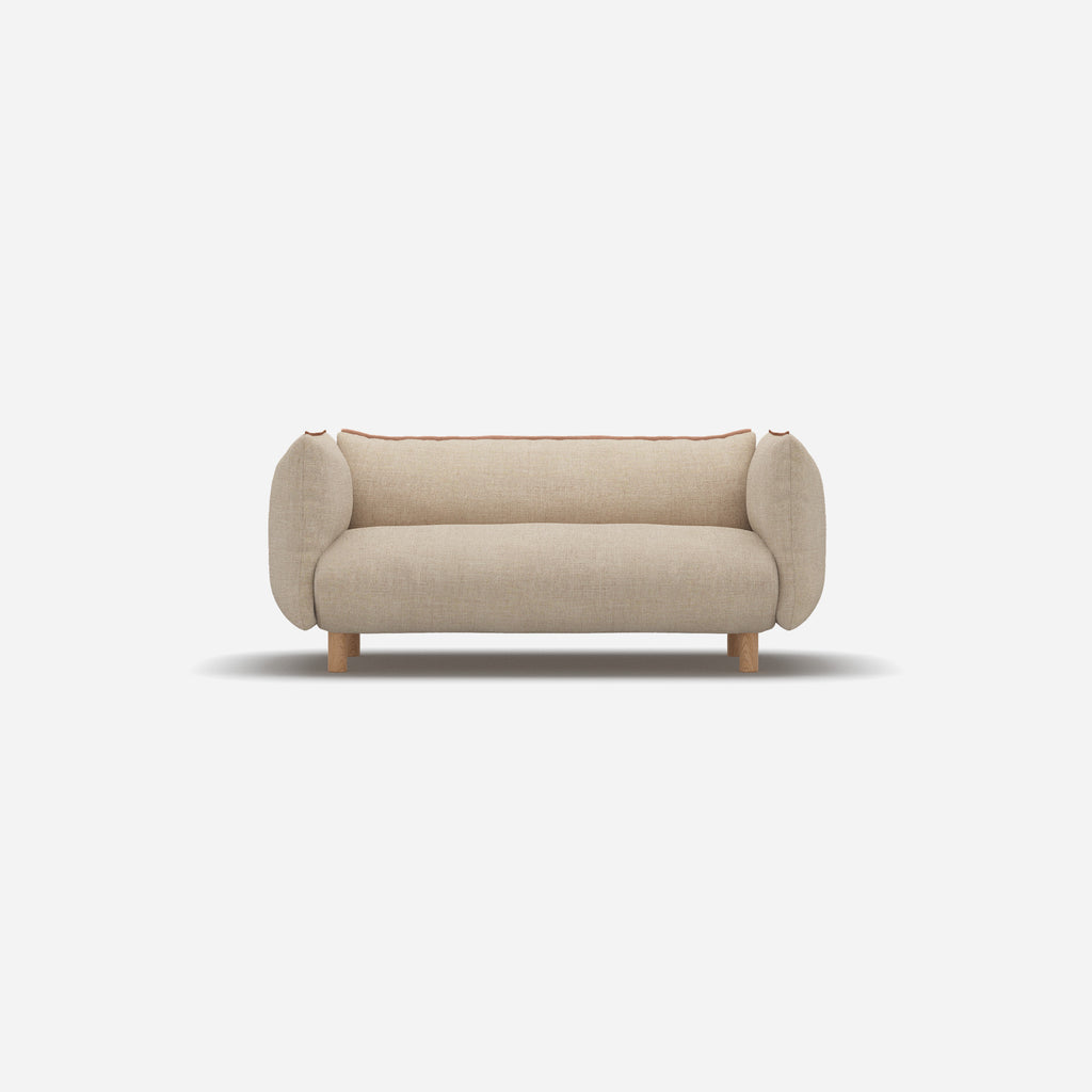 Pillow 2 Seater Sofa Textured Weave Brick Trim